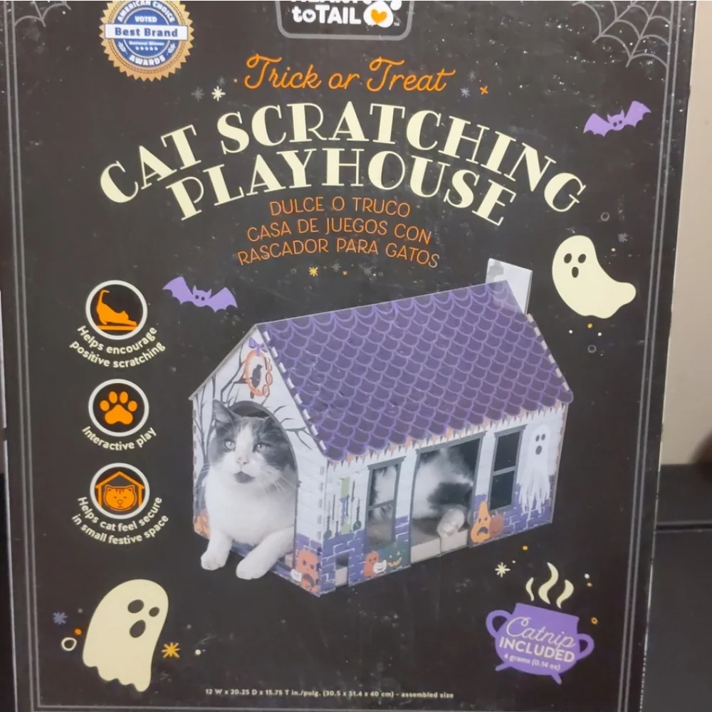 Halloween Trick Or Treat Witch Cat Scratcher Play House Cottage W/ Catnip